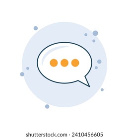 Cartoon comment icon vector illustration. Speech bubble icon with three dots. Online conversation sign concept.