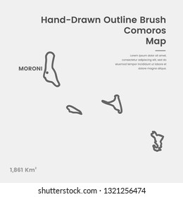Cartoon Comoros Map, Hand Drawn Comoros Map, Doodle Comoros Map Vector Outline Style Map Information