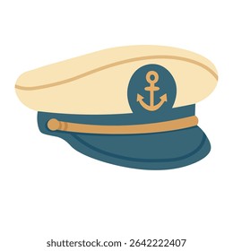 Cartoon compass in nautical style with golden frame. Flat vector illustration for marine themes.