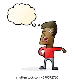 caricatura que se queja del hombre con la burbuja del pensamiento