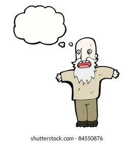 cartoon complaining old man with thought bubble
