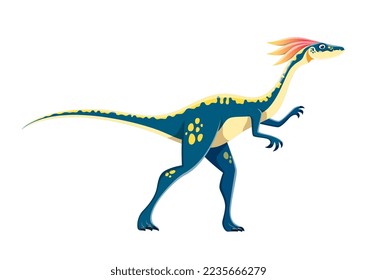 Cartoon Compsognathus dinosaur character. Jurassic period beast, extinct creature or prehistoric reptile childish personage. Paleontology dinosaur, isolated ancient wildlife carnivore lizard