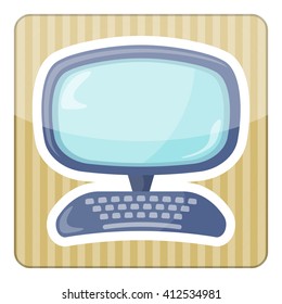 Cartoon computer colorful icon