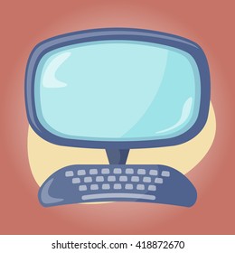 Cartoon computer colorful icon