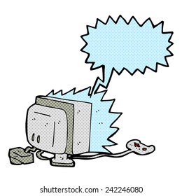 cartoon computer game with speech bubble