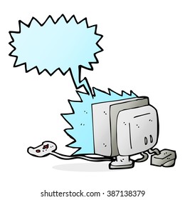 cartoon computer game with speech bubble