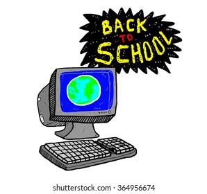  cartoon computer isolated on white background