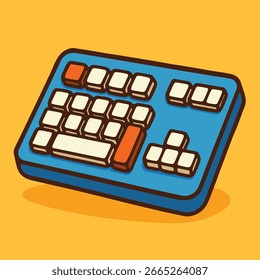 Cartoon Computer Keyboard with Colorful Keys Vector

