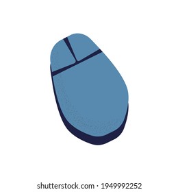 Ratón de computadora de dibujos animados aislado en fondo blanco. Concepto de descanso para el café, descanso en el trabajo, trabajo de oficina romper la ilustración plana del vector.