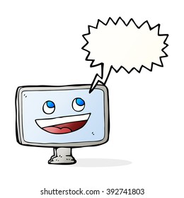 cartoon computer screen with speech bubble