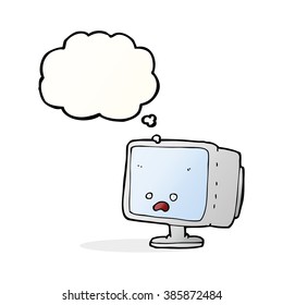 cartoon computer screen with thought bubble