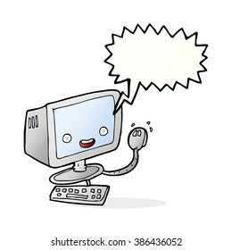 cartoon computer with speech bubble