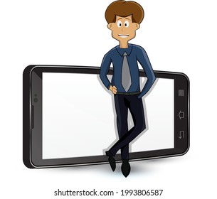cartoon concept and android phone