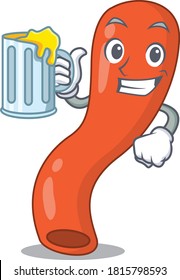 Un concepto de caricatura de apéndice con un vaso de cerveza