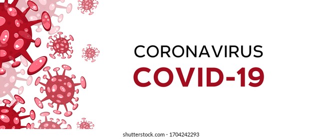 Cartoon concept coronavirus logo red COVID-19 nCov 2019 virus vector illustration