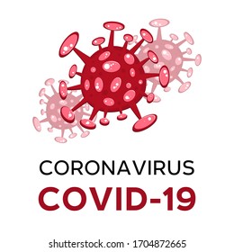 Cartoon concept coronavirus logo red COVID-19 nCov 2019 virus vector illustration