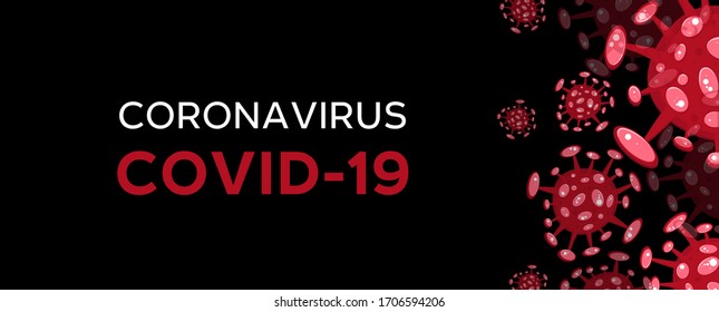 Cartoon concept coronavirus logo red COVID-19 nCov 2019 virus vector illustration