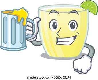 A cartoon concept of daiquiri cocktail with a glass of beer