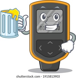 A cartoon concept of dive computer toast with a glass of beer