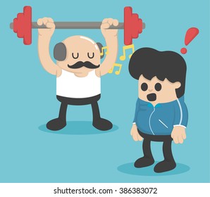 Cartoon concept exercise ,Weight lifting