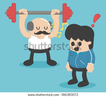 Cartoon concept exercise ,Weight lifting