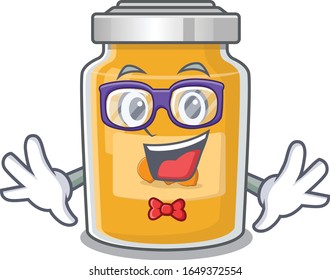 A cartoon concept of Geek in apricot design