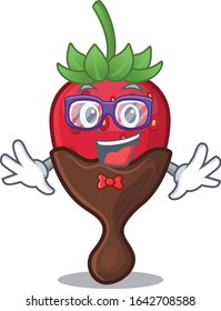 A cartoon concept of Geek chocolate strawberry design