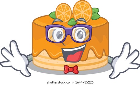 A cartoon concept of Geek orange cake design