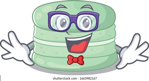 A cartoon concept of Geek pistachio macaron design