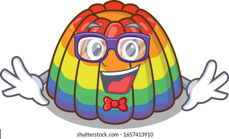 A cartoon concept of Geek rainbow jelly design