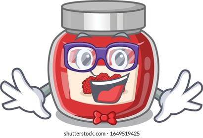 Concepto de caricatura de diseño de mermelada de frambuesa geek