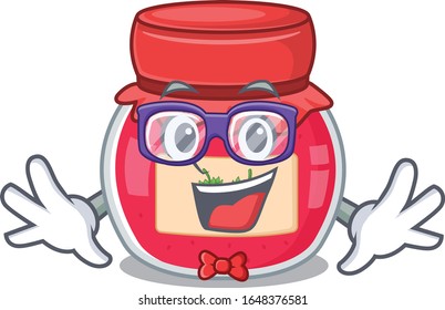 A cartoon concept of Geek strawberry jam design