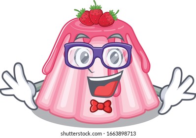 A cartoon concept of Geek strawberry jelly design