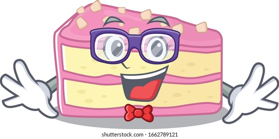 A cartoon concept of Geek strawberry slice cake design