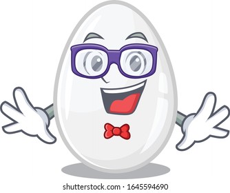 A cartoon concept of Geek white egg design