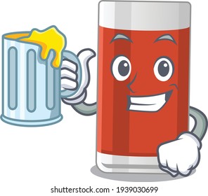 A cartoon concept of glass of apple juice toast with a glass of beer. Vector illustration