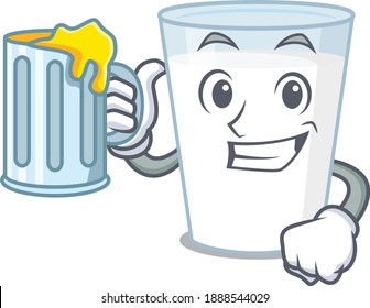 A cartoon concept of glass of milk with a glass of beer. Vector illustration