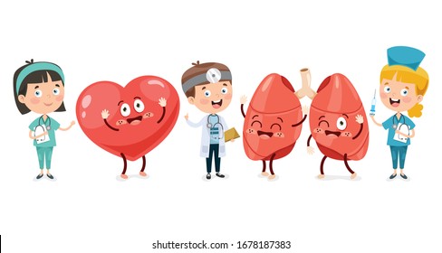 Cartoon Concept Of Human Organs