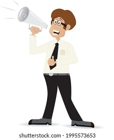 cartoon concept manager and loud speaker