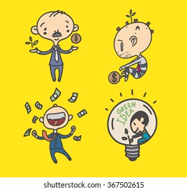 Cartoon concept with nature and business.