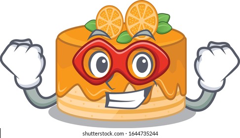 Dibujo del pastel de naranja interpretado como un super héroe