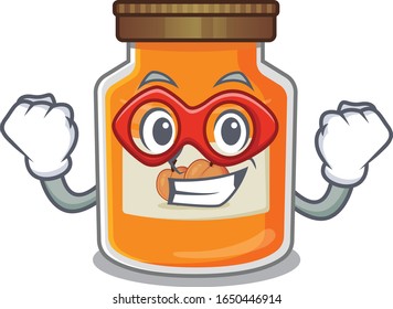 A cartoon concept of peach jam performed as a Super hero