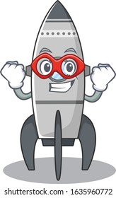 A cartoon concept of rocket performed as a Super hero