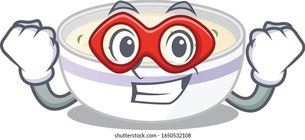 A cartoon concept of steamed egg performed as a Super hero