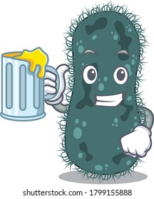 A cartoon concept of thermotogae with a glass of beer
