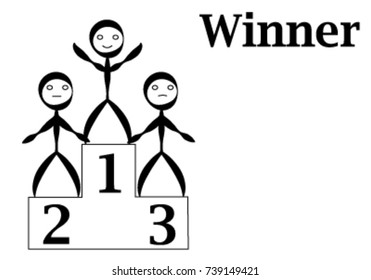 cartoon concept of The winner of the sporting event.