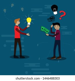 Cartoon concept,Businessman have no idea and find from outsource - vector Illustration

