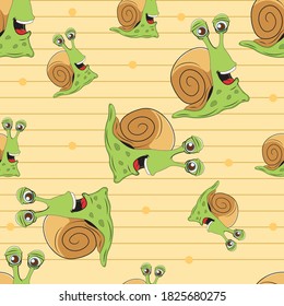Cartoon Conch. Animal Seamless Vector Pattern Design Background