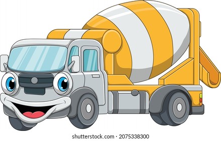 Cartoon concrete mixer truck mascot