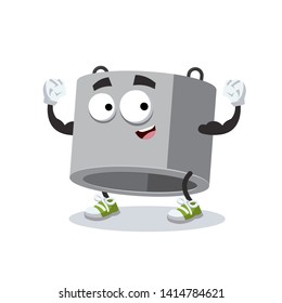 cartoon concrete ring for well mascot shows its strength on a white background